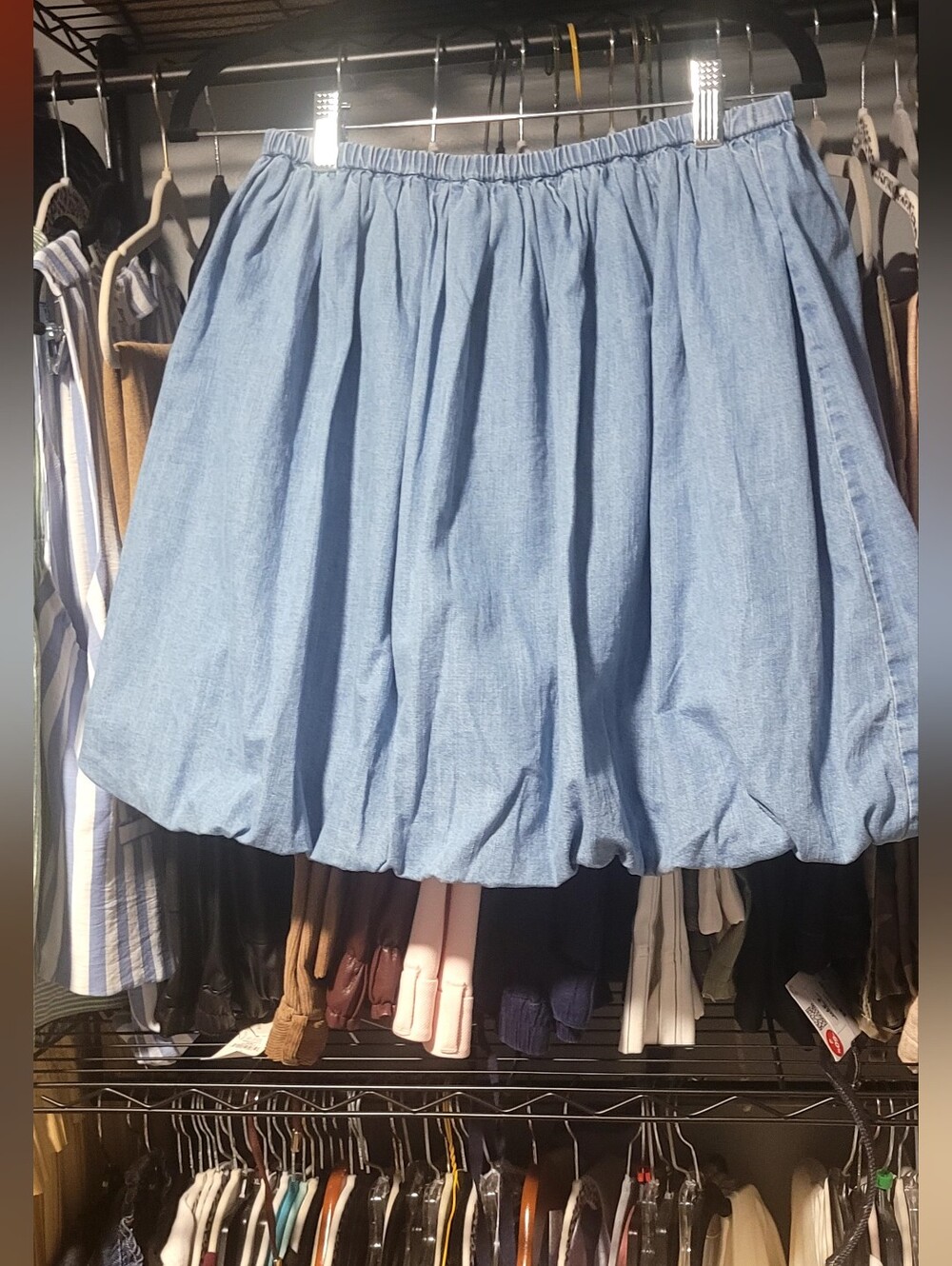 LOFT Light Blue Bubble Hem Skirt